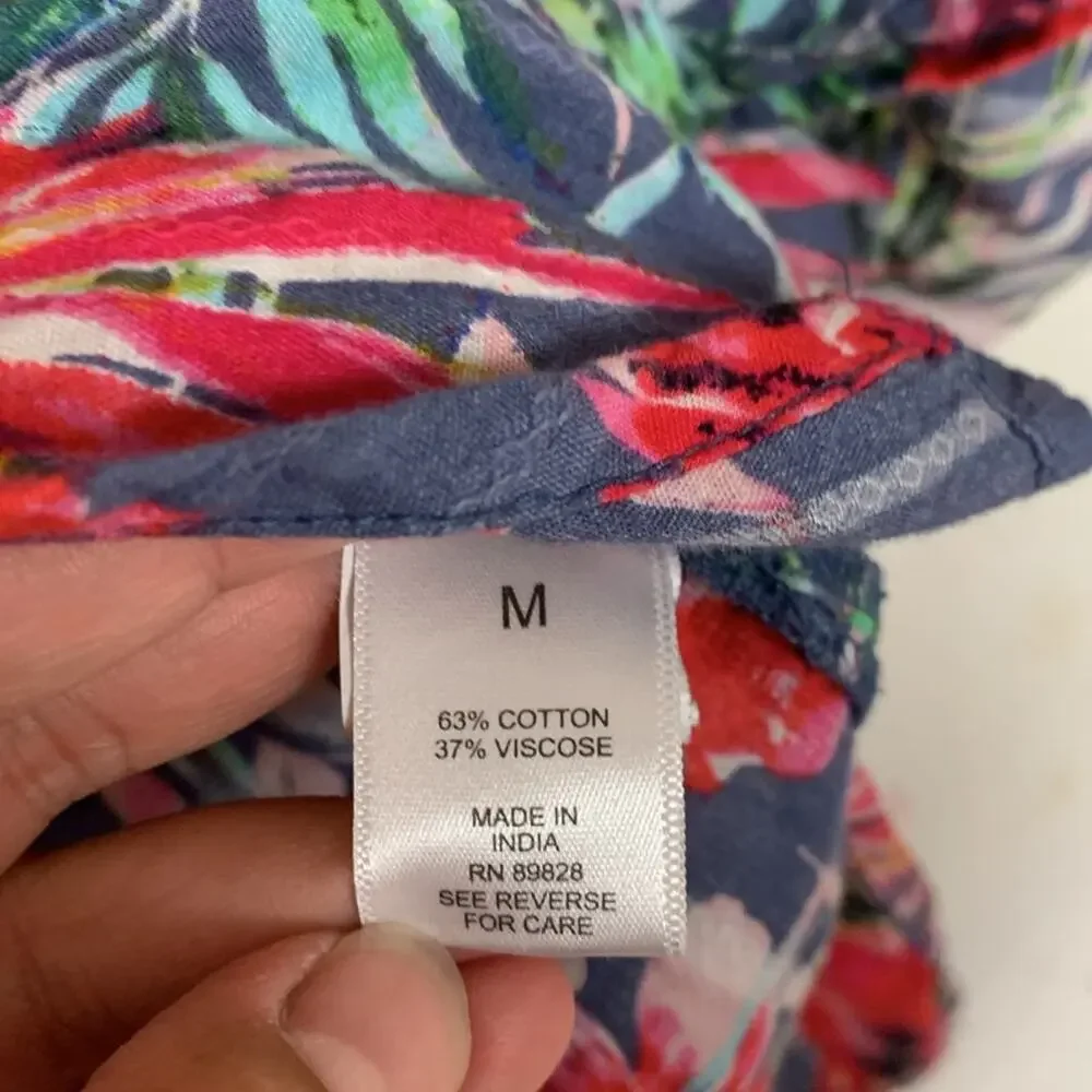 Haute Hippie women's medium swim cover kimono top floral blue tropical Hawaiian